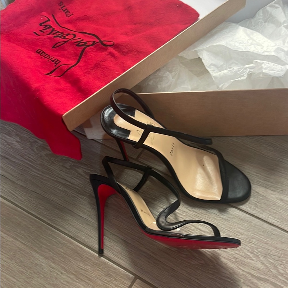 Christian Louboutin Black and Red Strappy Heels